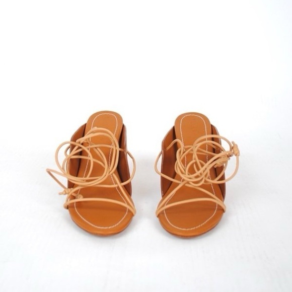 Ulla Johnson 40 Roxie Brown Leather Ankle Tie Up Heels - Picture 4 of 13